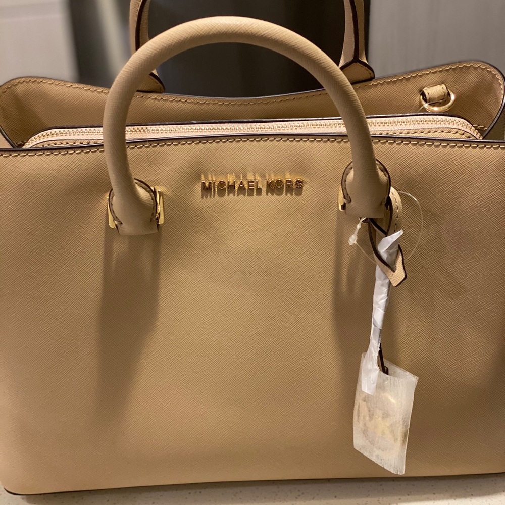 Michael Kors Tan Satchel with Gold Accents